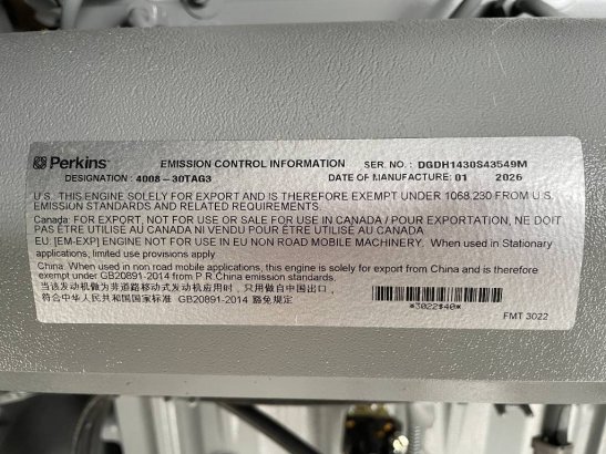 Perkins 4008TAG3 - 1250 kVA Open Genset - DPX-19821-O Perkins 4008TAG3 - 1250 kVA Open Genset - DPX-19821-O 2026 1 Generat...