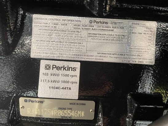 Perkins 1104C-44TAG2 - 110 kVA Generator - DPX-19806 Perkins 1104C-44TAG2 - 110 kVA Generator - DPX-19806 2026 1 Generator...