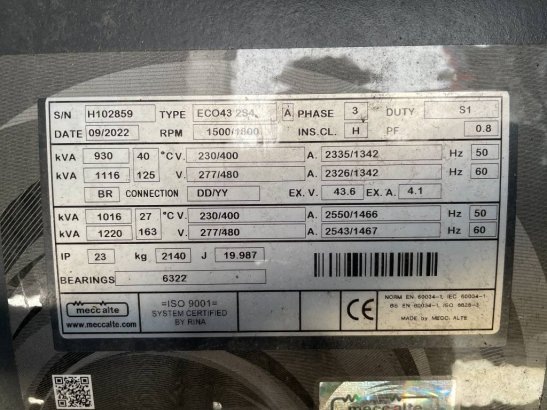 Pramac GSW1015B - 1016kVA Used Generator - DPX-12660 Pramac GSW1015B - 1016kVA Used Generator - DPX-12660 2023 2 Generator...