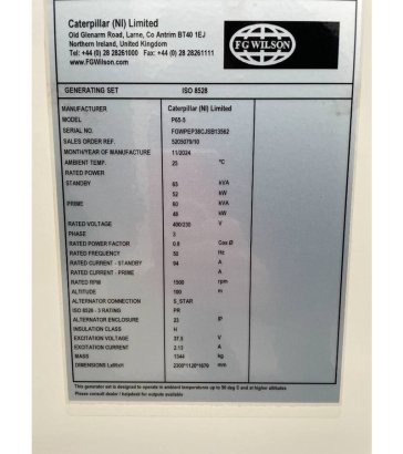 FG Wilson P65-5 - 65 kVA Genset - DPX-16006 FG Wilson P65-5 - 65 kVA Genset - DPX-16006 2025 1 Generators image 19