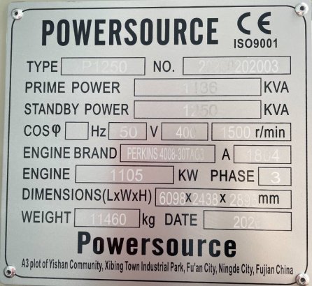 Perkins 4008TAG3 - 1250 kVA Open Genset - DPX-19821-O Perkins 4008TAG3 - 1250 kVA Open Genset - DPX-19821-O 2026 1 Generat...