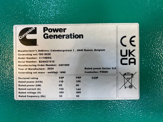 Cummins C110D5Q - Open Genset - DPX-18509-Q-O C110D5Q - Open Genset - DPX-18509-Q-O 2025 1 Generators image 5