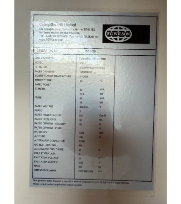 FG Wilson P22-1 - 22 kVA Open Genset - DPX-16002-O FG Wilson P22-1 - 22 kVA Open Genset - DPX-16002-O 2025 1 Generators im...