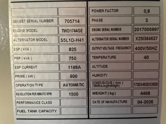 Volvo TWD1744GE - 825 kVA Generator - DPX-18886 TWD1744GE - 825 kVA Generator - DPX-18886 2026 1 Generators image 23