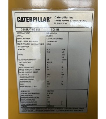 CAT DE88GC - 88 kVA Stand-by Generator Set - DPX-18207 DE88GC - 88 kVA Stand-by Generator Set - DPX-18207 2026 1 Generator...