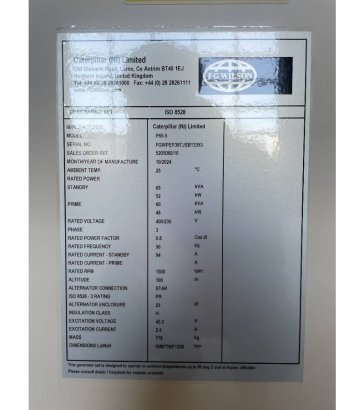 FG Wilson P65-5 - 65 kVA Open Genset - DPX-16006-O FG Wilson P65-5 - 65 kVA Open Genset - DPX-16006-O 2025 1 Generators im...