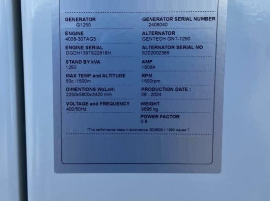 Perkins 4008TAG3 - 1.250 kVA Generator - DPX-21070 Perkins 4008TAG3 - 1.250 kVA Generator - DPX-21070 2024 1 Generators im...