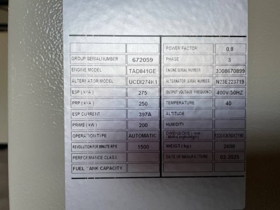 Volvo TAD841GE - 275 kVA Generator - DPX-18876 TAD841GE - 275 kVA Generator - DPX-18876 2026 1 Generators image 6