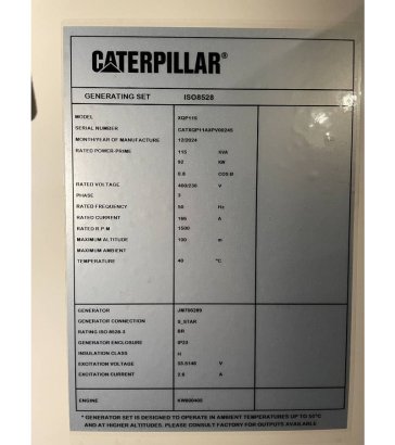 CAT XQP115 - Generator 115 kVA Stage V - DPX-18125 XQP115 - Generator 115 kVA Stage V - DPX-18125 2025 1 Generators image 6