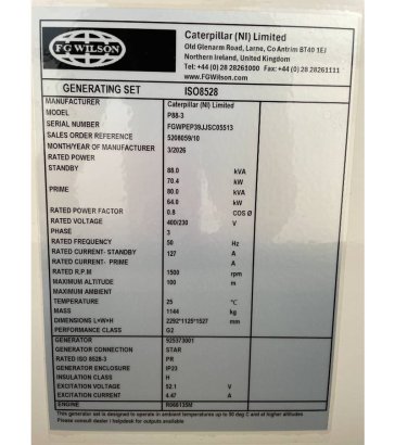 FG Wilson P88-3 - 88 kVA Genset - DPX-16007 FG Wilson P88-3 - 88 kVA Genset - DPX-16007 2026 1 Generators image 24