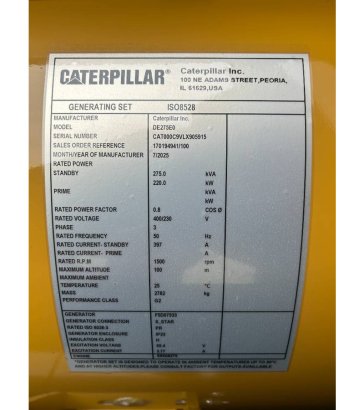 CAT DE275E0 - C9 - 275 kVA Generator - DPX-18020 DE275E0 - C9 - 275 kVA Generator - DPX-18020 2025 1 Generators image 6
