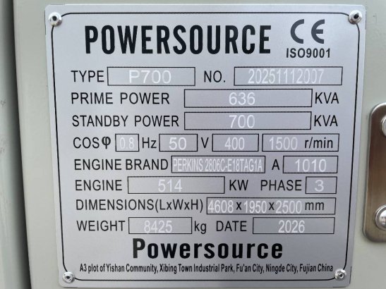 Perkins 2806D-E18TAG1A - 700 kVA Generator - DPX-19816 Perkins 2806D-E18TAG1A - 700 kVA Generator - DPX-19816 2026 1 Gener...