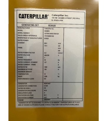 CAT DE88E0 - 88 kVA Generator - DPX-18012 DE88E0 - 88 kVA Generator - DPX-18012 2025 1 Generators image 61