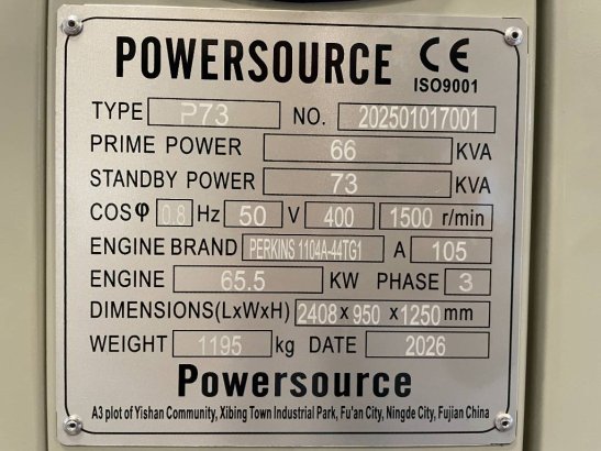 Perkins 1104A-44TG1 - 73 kVA Generator - DPX-19804.1 Perkins 1104A-44TG1 - 73 kVA Generator - DPX-19804.1 2026 1 Generator...