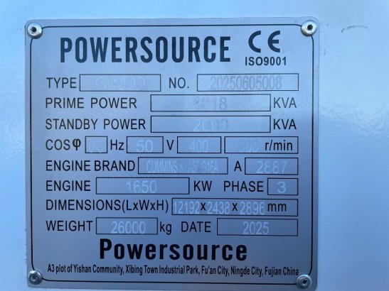 Cummins KTA50-G16A - 2.000 kVA Generator - DPX-19849.8 KTA50-G16A - 2.000 kVA Generator - DPX-19849.8 2025 1 Generators im...