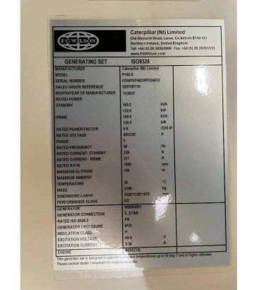 FG Wilson P165-5 - 165 kVA Genset - DPX-16010 FG Wilson P165-5 - 165 kVA Genset - DPX-16010 2026 1 Generators image 51