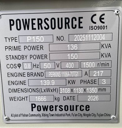 Perkins 1106A-70TG1 - 150 kVA Generator - DPX-19807 Perkins 1106A-70TG1 - 150 kVA Generator - DPX-19807 2026 1 Generators ...