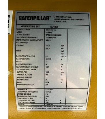 CAT DE850E0 - C18 - 850 kVA Generator - DPX-18032 DE850E0 - C18 - 850 kVA Generator - DPX-18032 2025 1 Generators image 36