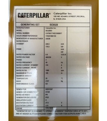 CAT DE220E0 - 220 kVA Generator - DPX-18018 DE220E0 - 220 kVA Generator - DPX-18018 2026 1 Generators image 42