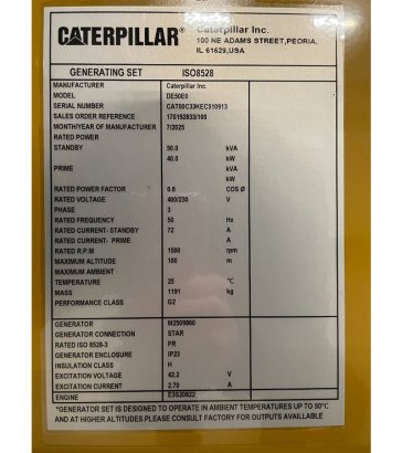 CAT DE50E0 - 50 kVA Generator - DPX-18006 DE50E0 - 50 kVA Generator - DPX-18006 2026 1 Generators image 65