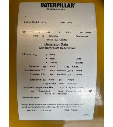 CAT 3512 - 1250 kVA Used Generator - DPX-12662 3512 - 1250 kVA Used Generator - DPX-12662 2011 2 Generators image 6
