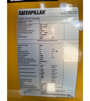 CAT DE1100GC - 1.100 kVA Standby Generator - DPX-18225 DE1100GC - 1.100 kVA Standby Generator - DPX-18225 2026 1 Generator...