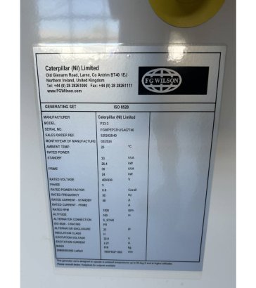 FG Wilson P33-3 - 33 kVA Genset - DPX-16003 FG Wilson P33-3 - 33 kVA Genset - DPX-16003 2025 1 Generators image 67