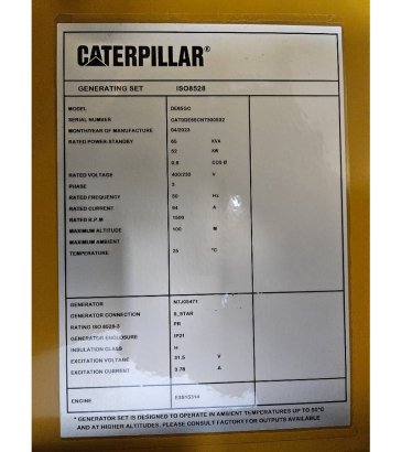 CAT DE65GC - 65 kVA Stand-by Generator Set - DPX-18206 DE65GC - 65 kVA Stand-by Generator Set - DPX-18206 2025 1 Generator...