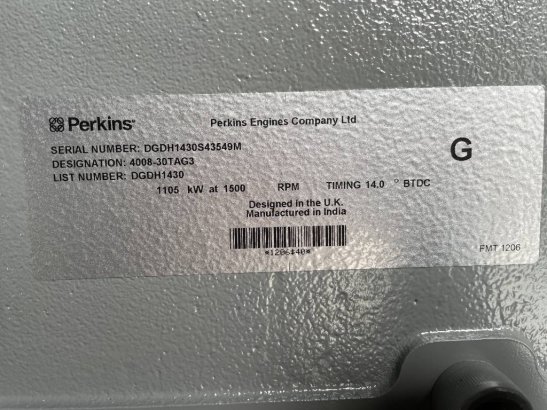 Perkins 4008TAG3 - 1250 kVA Open Genset - DPX-19821-O Perkins 4008TAG3 - 1250 kVA Open Genset - DPX-19821-O 2026 1 Generat...