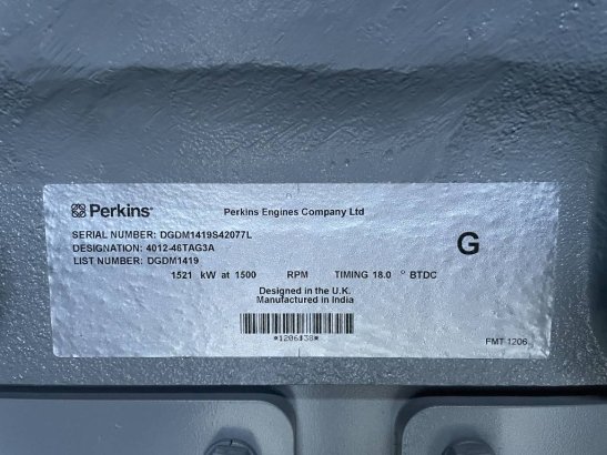 Perkins 4012-46TAG3A - 1.880 kVA Generator - DPX-19824-O Perkins 4012-46TAG3A - 1.880 kVA Generator - DPX-19824-O 2026 1 G...