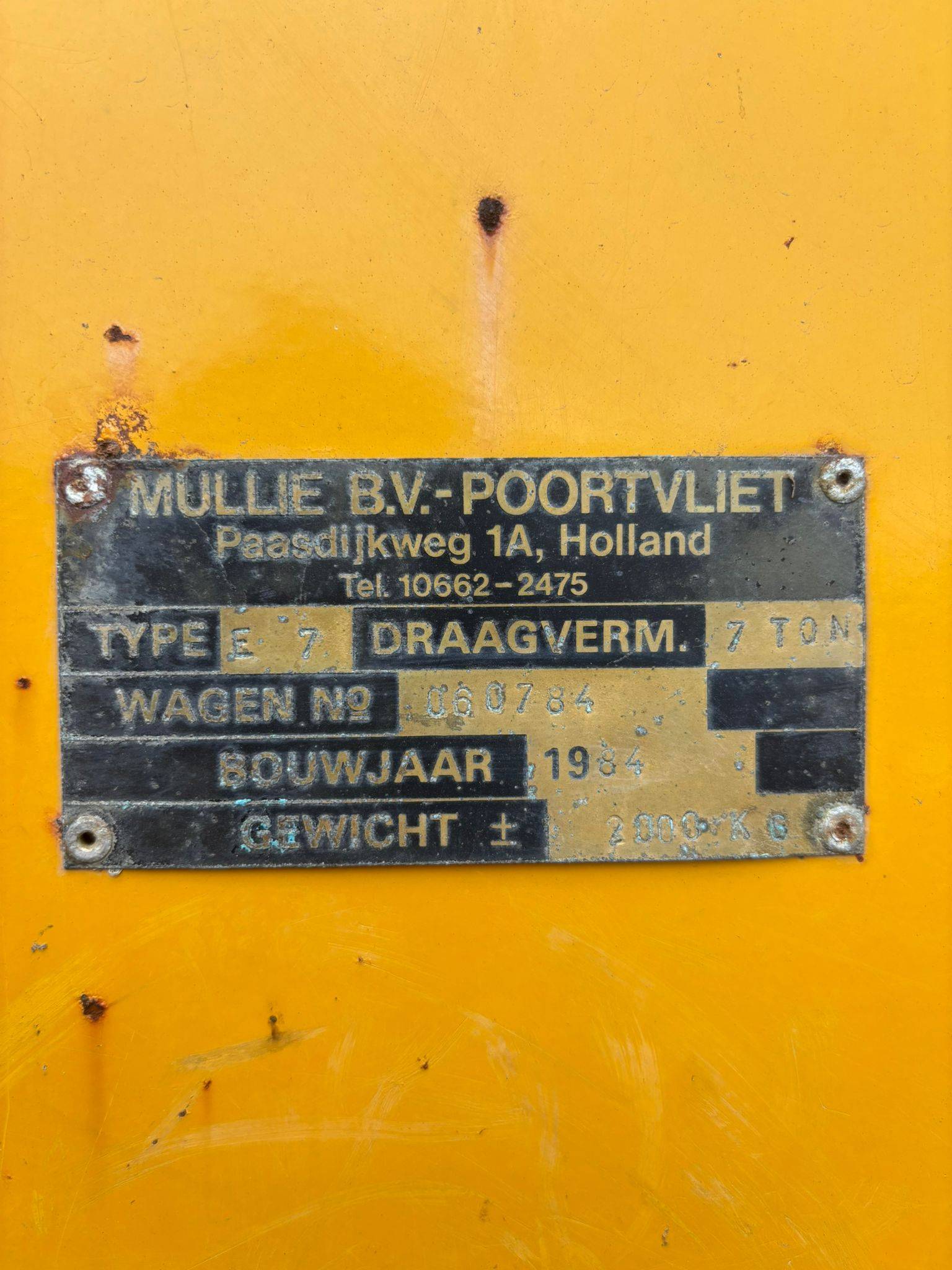 Agricultural tipper Mullie E 7 1984