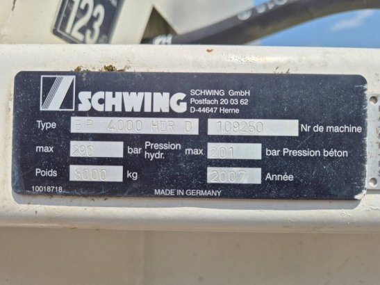 Concrete pump Schwing BP4000HDR Diesel 231kW 2007 Schwing Stetter BP 4000 HDR D 2007 2 image 10