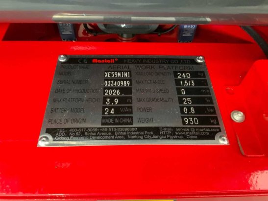 Mantall XE59MINI Electric Crane Lift 5.9m 2026 New Mantall XE59MINI 2026 1 Scissor Lifts image 10