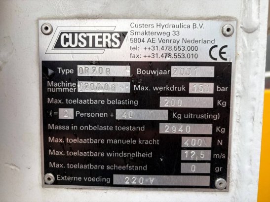 Custers Trailer-mounted Aerial Platform 0R20B 200kg 20m 2001 custers 0R20B 2001 2 image 25