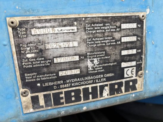 Wheel excavator Liebherr A900B Litronic Diesel 82kW 2000 A900B Litronic 2000 2 Wheeled Excavators image 25
