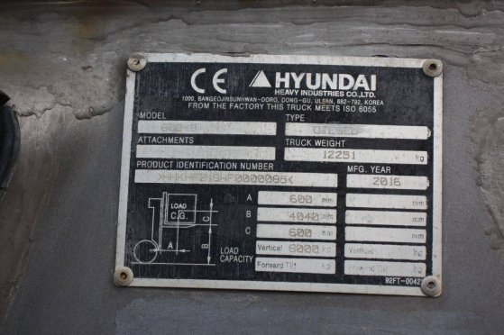Hyundai 80D-9 Diesel Forklift 8000kg 2016 80D-9 2016 2 image 11
