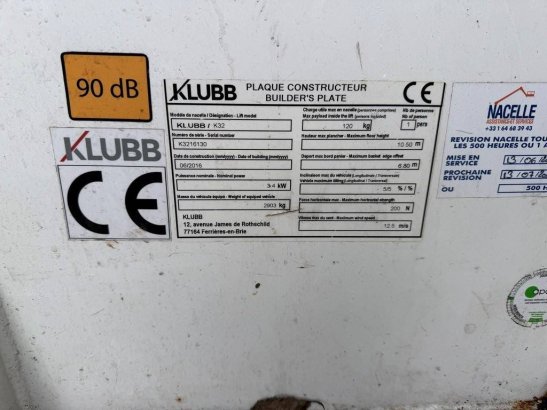 Truck mounted aerial platform Citroen Jumper 2.2HDI Klubb K32 Diesel 12.5m 2016 Citroën Jumper 2.2HDI Klubb K32 2016 2 ima...