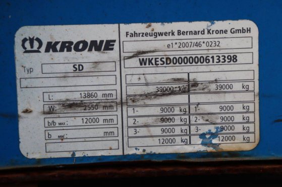 Krone SD 39000kg 2014 curtain-sided semi-trailer 9357 2014 2 image 11