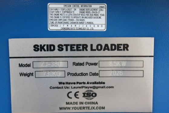 Skid steer loader ZJ-380 Petrol 13hp 2026 Demo ZJ-380 2026 2 image 11