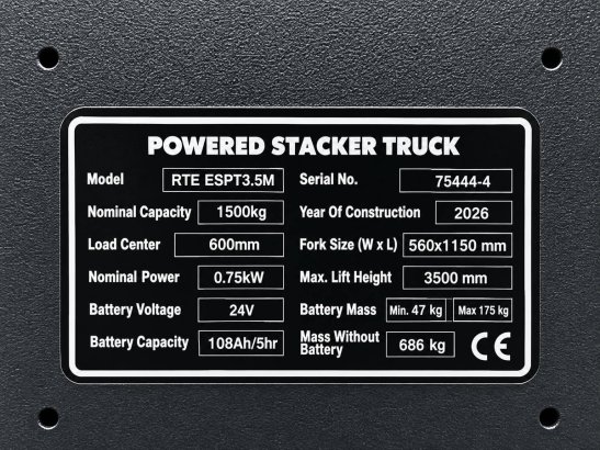 Stacker RTE 8402 Electric 1500kg 3500mm 2026 New RTE 8402 2026 1 image 11