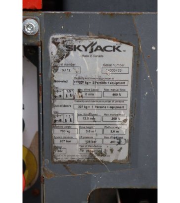 Skyjack SJ12 Electric Mast Lift 227kg 5.6m 2013 Skyjack SJ12 2013 2 image 11