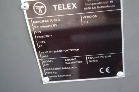 Terex E19 Mini Excavator Diesel 10.2kW New E19 1 image 11
