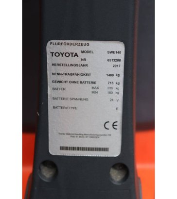 Toyota SWE140 Electric Stacker 1400kg 3.25m 2017 SWE140 2017 2 image 11