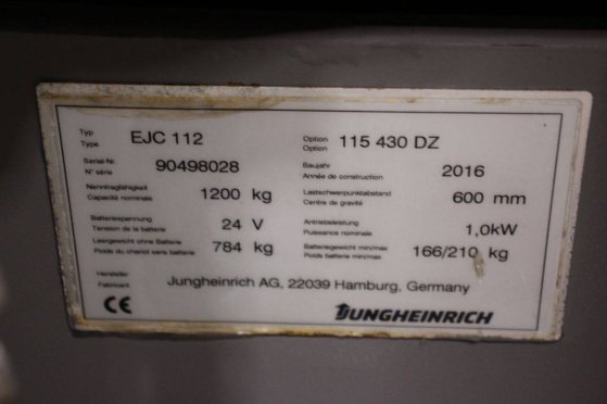 Stacker Jungheinrich EJC 112 Electric 1200kg 2016 EJC 112 2016 2 image 12