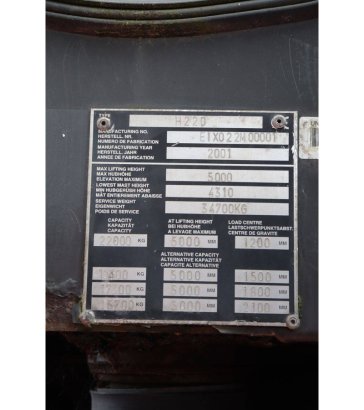 Linde H220 Diesel Rough-Terrain Forklift 22000kg 5.0m 2001 H220 2001 2 Rough Terrain Forklift image 12