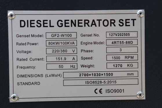 Generator Ricardo GF2-W100 Diesel 100kVA 2026 New Ricardo GF2-W100 2026 1 Generators image 117