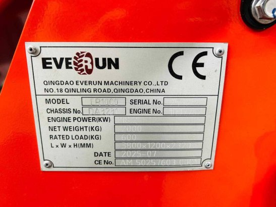 Everun ER1000 Articulated Loader Diesel 18.2kW 2026 New Everun ER1000 2025 1 Wheel Loaders image 12