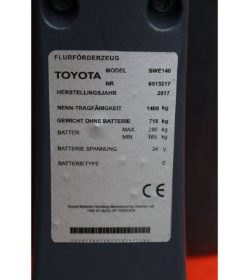 Toyota SWE140 Electric Stacker 1400kg 3.25m 2017 SWE140 2017 2 image 12