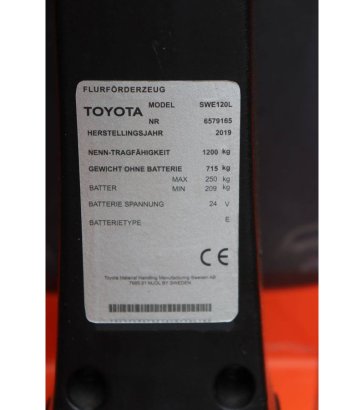 Stacker Toyota SWE120L Electric 1200kg 2.9m 2019 SWE120L 2019 2 image 12