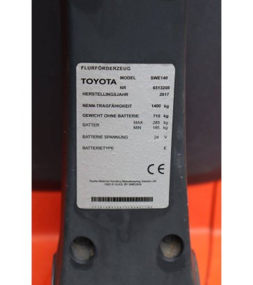 Toyota SWE140 Electric Stacker 1400kg 3.2m 2017 SWE140 2017 2 image 27